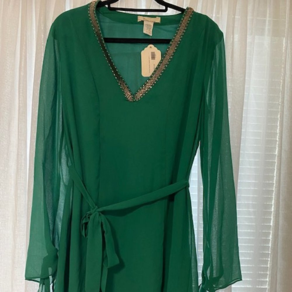 NWT The Clothing Company Large Green Long sleeve Mini Dress